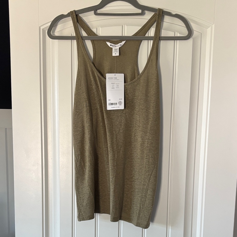 Athleta Olive Green Tank Top mixed linen